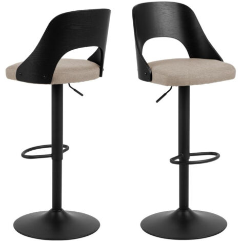 Tabourets de bar piétement métal noir assise tissu (lot de 2) - LUCKI