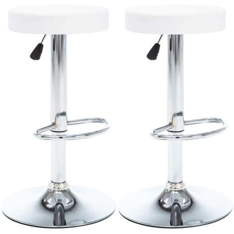 Tabourets de bar pivotants 2 pcs Blanc Similicuir