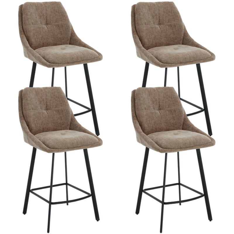 Wahson Office Chairs - Tabouret de Bar Lot de 4 Chaises de Bar Haute Cuisine avec Coussin Confortable et Pied Métal Pour Ilot Central/Cuisine, Kaki,