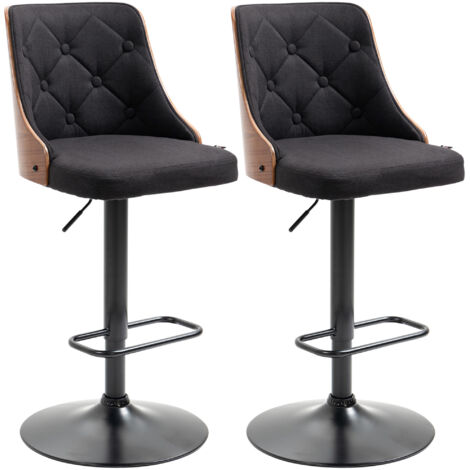 Tabourets de bar réglables en hauteur, pivotants à 360°, avec repose-pieds et revêtement en tissu,Lot de 2