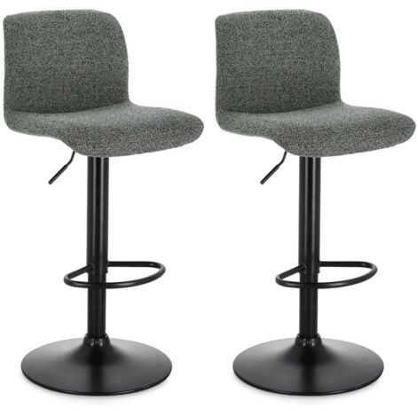 Tabourets de bar réglables en métal noir et tissu (lot de 2) - RAPHAEL