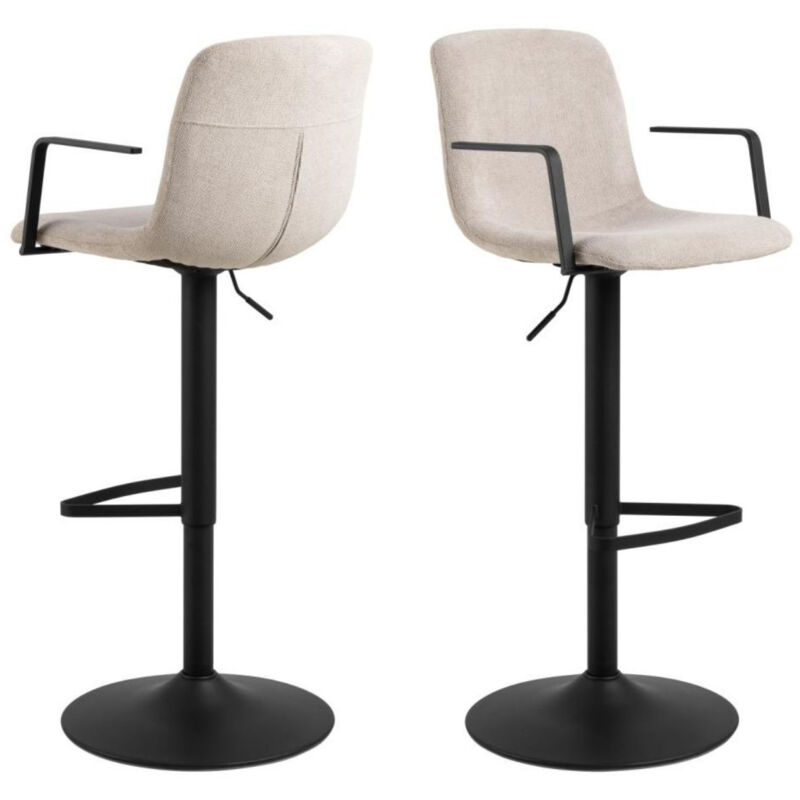 Hellin - Tabourets de bar réglables et pivotants beiges (lot de 2) - noa