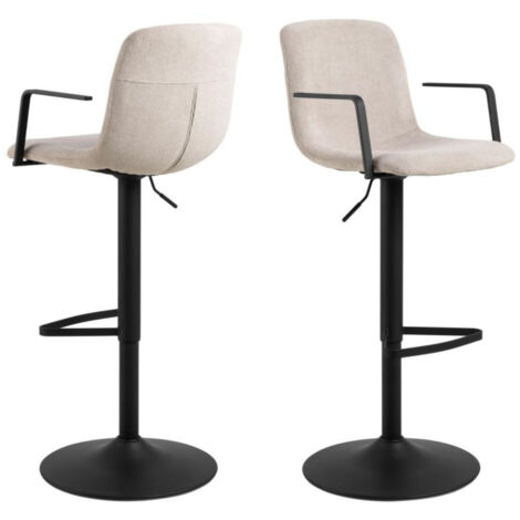 Tabourets de bar réglables et pivotants beiges (lot de 2) - NOA