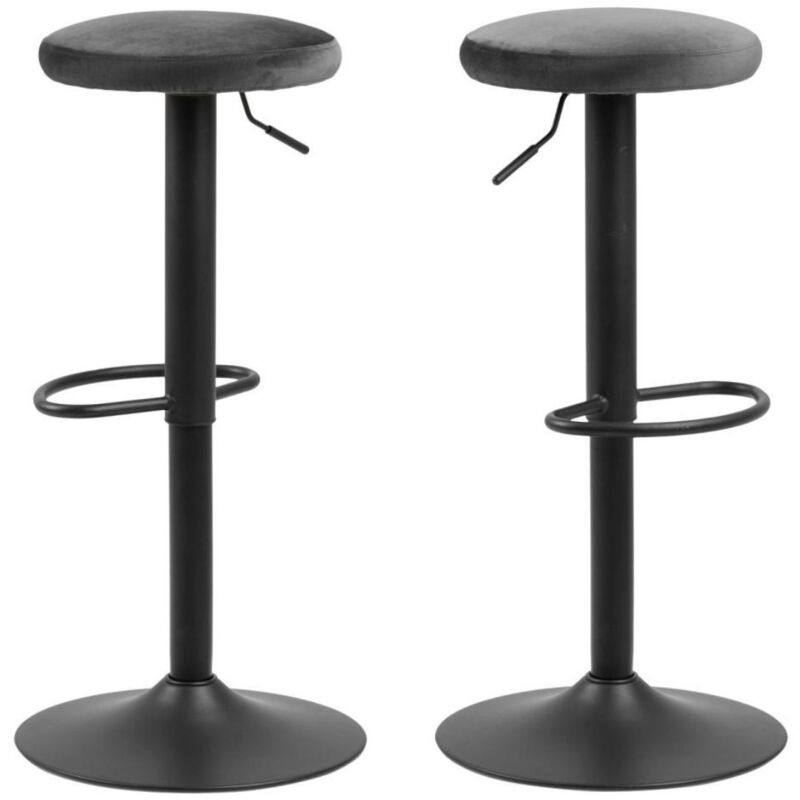 Hellin - Tabourets de bar réglables et pivotants en velours (lot de 2) - marcus