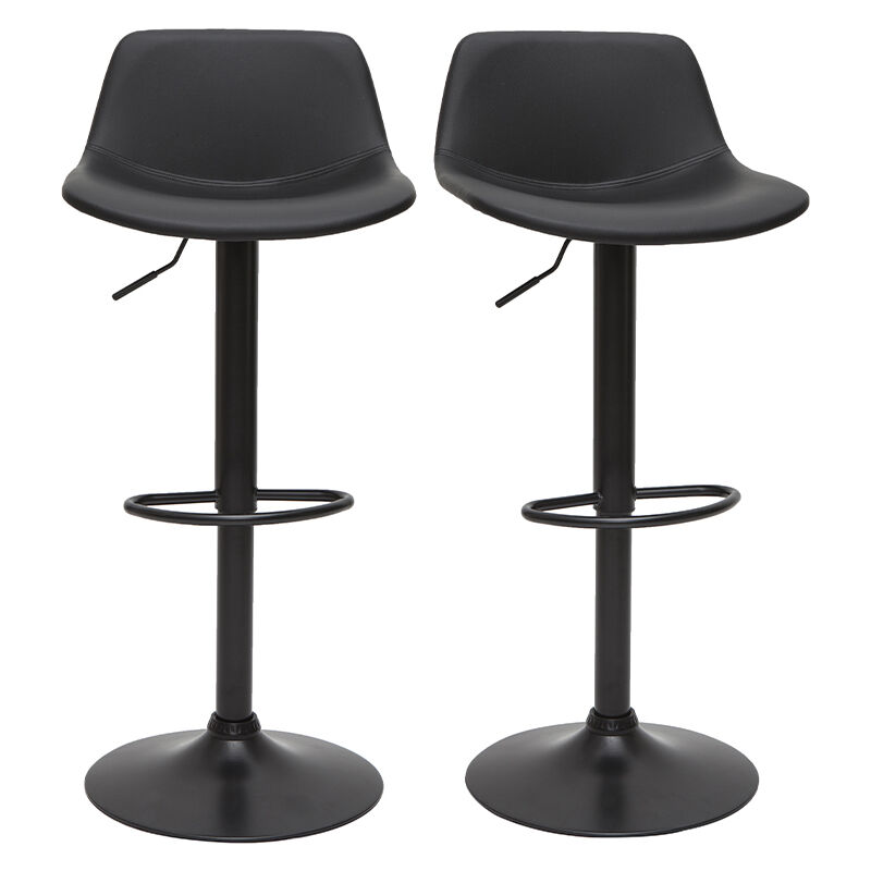 Miliboo - Tabourets de bar relevables noirs et métal noir (lot de 2) nonie