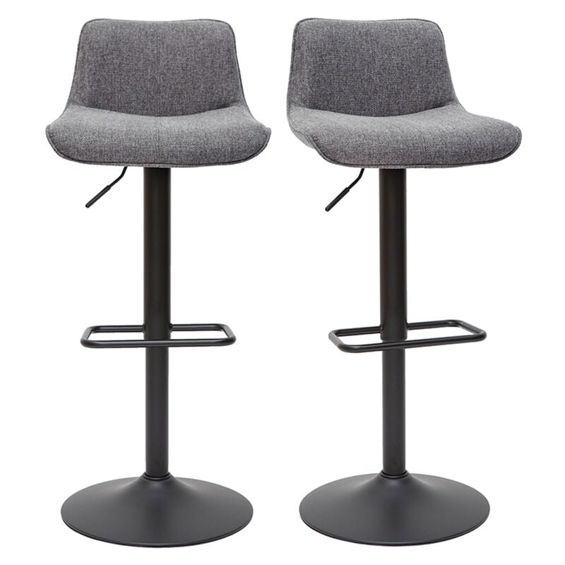 Miliboo - Tabourets de bar réglables pivotants 360° en tissu effet velours texturé gris et métal (lot de 2) boost