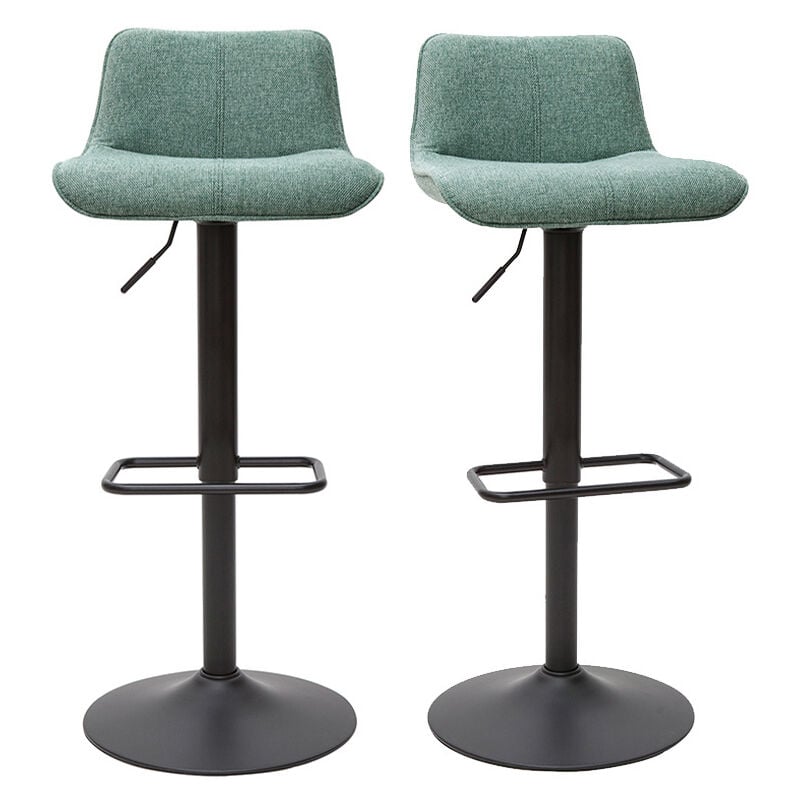 Miliboo - Tabourets de bar réglables en tissu effet velours texturé vert céladon et métal (lot de 2) boost