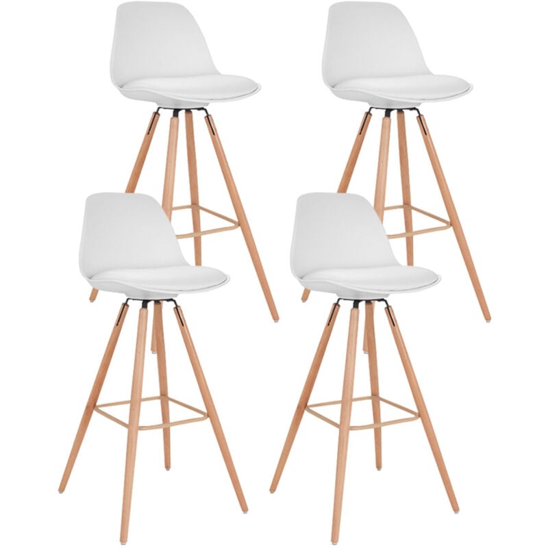 Lot de 4 tabourets de bar sara blanc