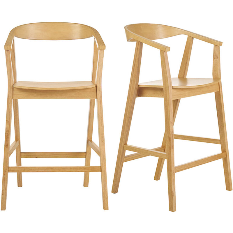 Tabourets de bar scandinaves en bois clair H66.5 cm (lot de 2) BAHIA