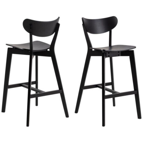 Tabourets de bar scandinaves en bois (lot de 2) - LETA