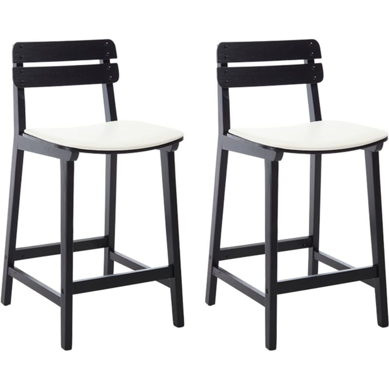 Chairus Tabourets de Bar Scandinaves Lot de 2 Chaise Haute Bar Rétro avec Pieds en Bois Massif pour Bar/Comptoir, Noir