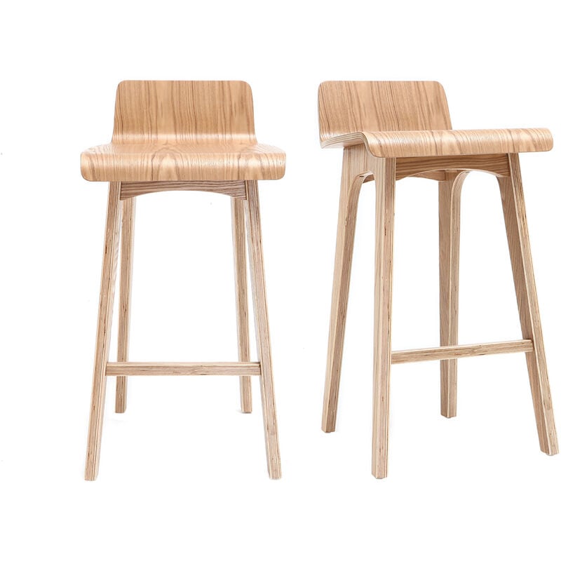 Miliboo - Tabourets de bar scandinaves bois clair H65 cm (lot de 2) baltik