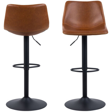 Tabourets de bar simili piétement tulipe métal noir (lot de 2) - JACK