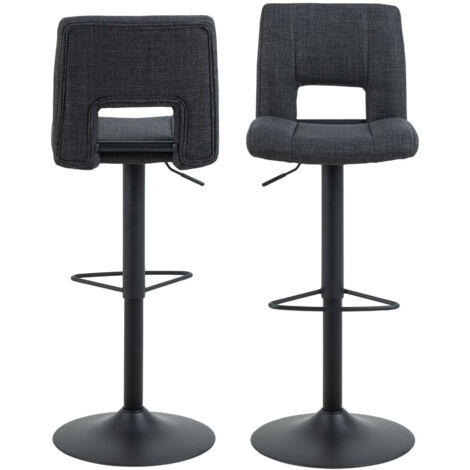 Tabourets de bar tissu et piétement noir (lot de 2) - SYLVETTE