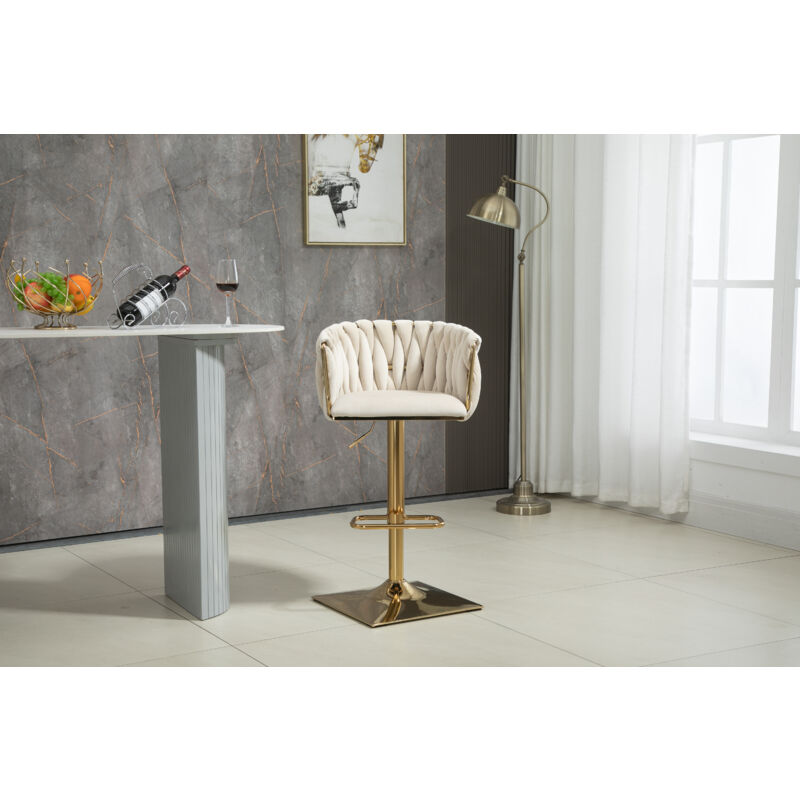 Ohjijinn - Tabourets de bar vintage avec dossier et repose-pieds, chaises de salle à manger à hauteur de comptoir