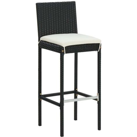 Tabourets de bar,Chaise de bar avec coussins lot de 6 noir résine tressée CFW380660