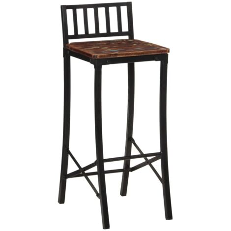 Tabourets de bar，Chaise de bar lot de 4 bois de récupération massif CFW507928