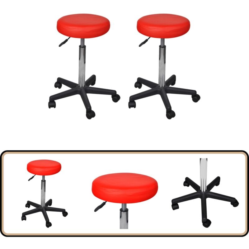 Vidaxl - Tabourets de bureau lot de 2 Rouge 35,5x84 cm Similicuir - Tabouret De Bureau - Chaise De Bureau - Tabouret Ergonomique - Chaises De Bureau