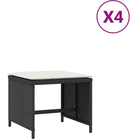 Tabourets de jardin avec coussins 4 pcs noir 41x41x36 rotin