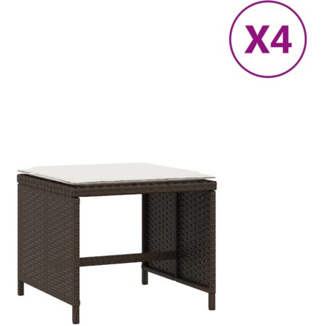 Tabourets de jardin avec coussins 4pcs marron 41x41x36 rotin