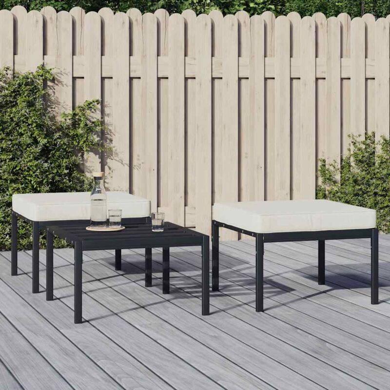 Vidaxl - Tabourets de jardin et coussins sable lot de 2 60x60x35cm acier