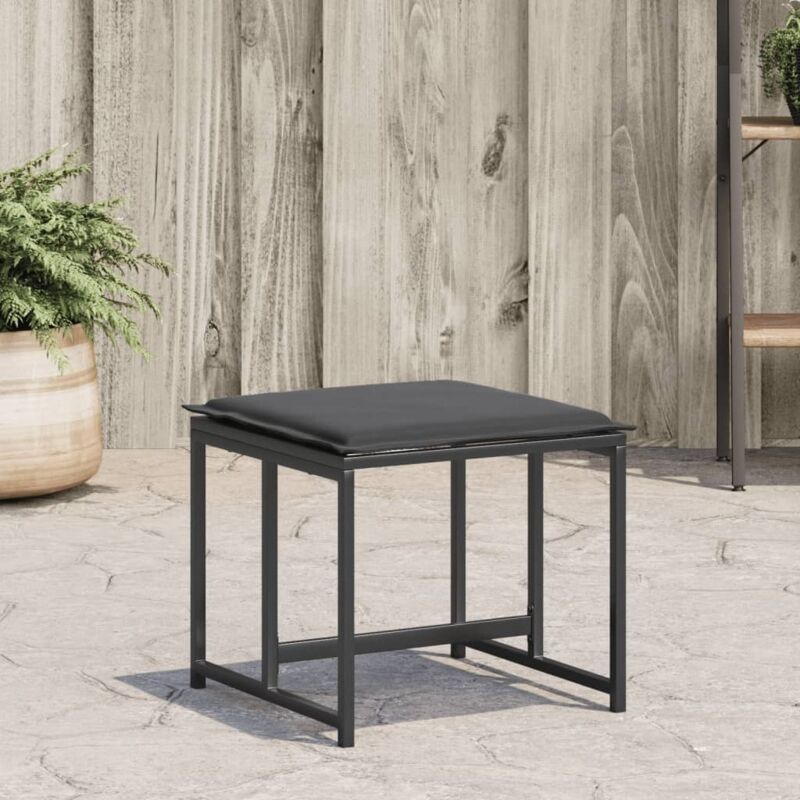Tabourets de jardin avec coussins lot de 4 noir acier/textilène Vidaxl