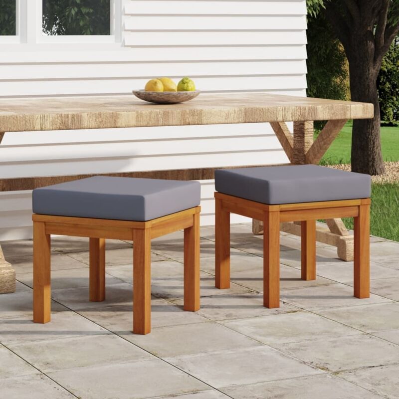Vidaxl - Tabourets de jardin et coussins lot de 2 Acacia solide