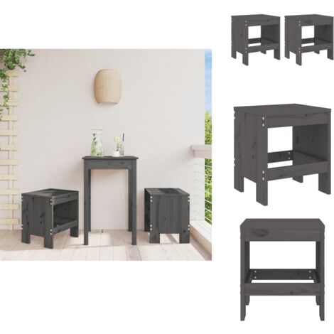 Tabourets de jardin lot de 2 gris 40x36x45 cm bois massif pin - Tabourets De Jardin - Chaises De Jardin - Mobilier De Jardin - Chaise Extérieure - Meubles De Terrasse
