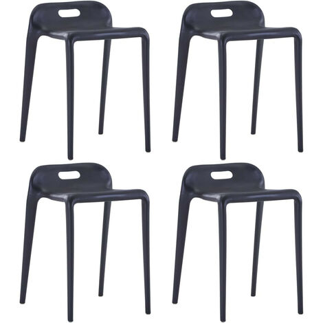 Tabourets empilables 4 pcs Noir Plastique