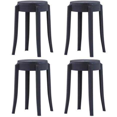 Tabourets empilables lot de 4 noir plastique vidaXL