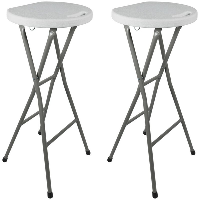 Oxeo - Tabourets haut pliant X2 - Hauteur 80cm - Tabouret de bar pliant - Tabouret mange debout - Siège résine Structure Acier