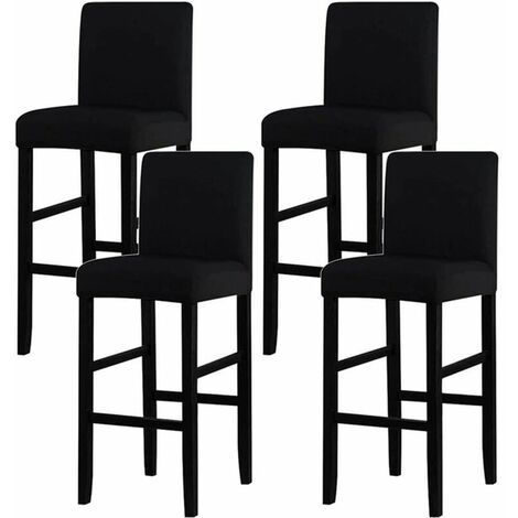 Tabourets Hauts Housse de Chaise de Bar Couverture de Chaise de Pub Amovible et élastique,Noir 4 Pièces