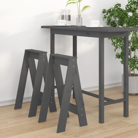 Tabourets lot de 2 gris 40x40x75 cm bois massif de pin - The Living Store