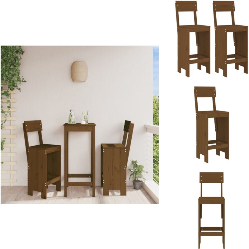 Tabourets lot de 2 marron miel 40x48,5x115,5 cm bois massif pin - Tabouret De Bar - Chaises De Jardin - Mobilier De Jardin - Meubles De Terrasse