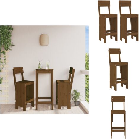 Tabourets lot de 2 marron miel 40x48,5x115,5 cm bois massif pin - Tabouret De Bar - Chaises De Jardin - Mobilier De Jardin - Meubles De Terrasse - Bois Massif