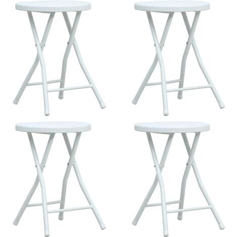 Tabourets pliables de jardin 4 pcs Blanc PEHD Aspect de rotin