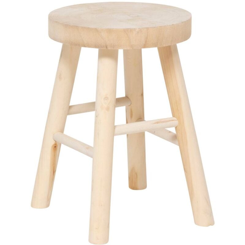 Atmosphera - Tabouret Nyar paulownia beige D28x41cm créateur d'intérieur