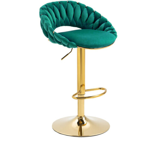 Taburete ajustable, silla de bar, FARVISO verde, elegante loft