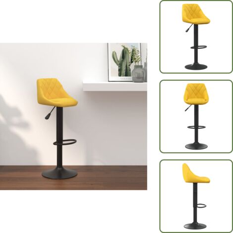 Taburete ajustable - vidaXL Taburete de cocina de terciopelo amarillo mostaza - Silla de barra
