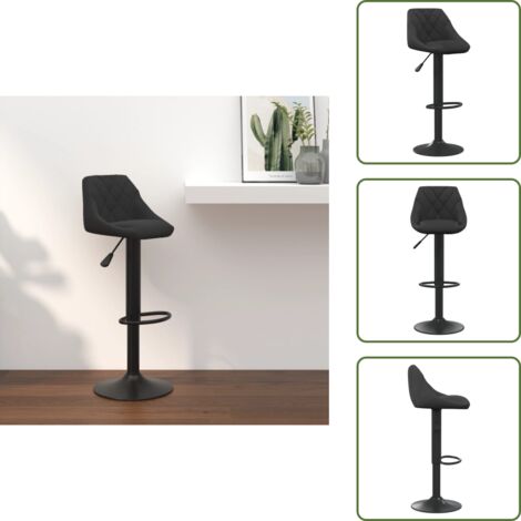 Taburete ajustable - vidaXL Taburete de cocina de terciopelo negro - Silla de bar con reposapiés