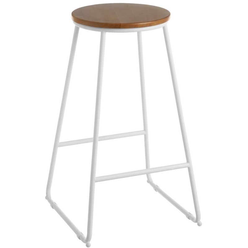 

Taburete alto bar blanco y natural de madera y metal de 40x41x70 cm