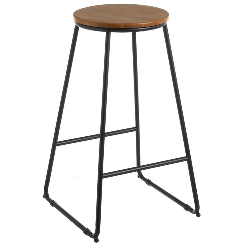 

Taburete alto bar negro y natural de madera y metal de 40x41x70 cm