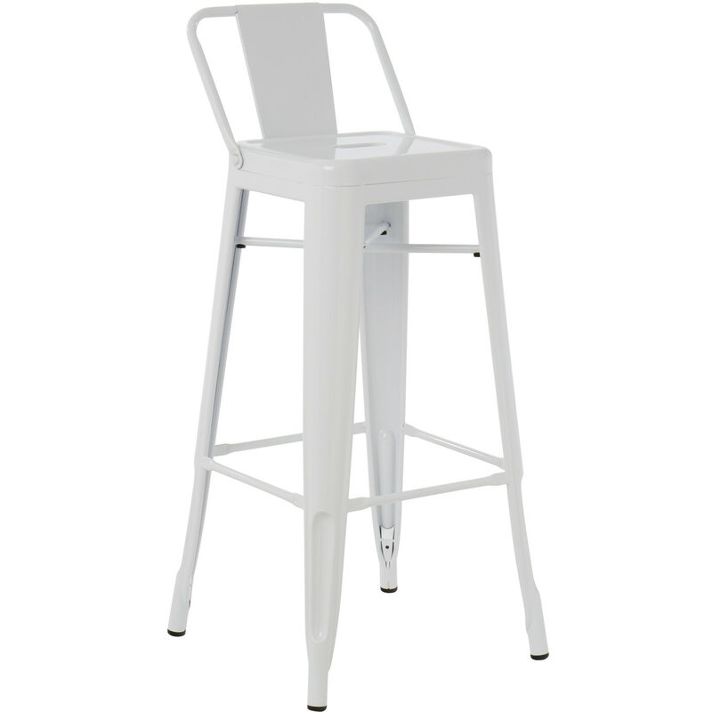 

Taburete Alto con respaldo en Acero (76 cm) LIX Comedor Cocina Bar Estilo Industrial - Blanco Brillante - Sklum