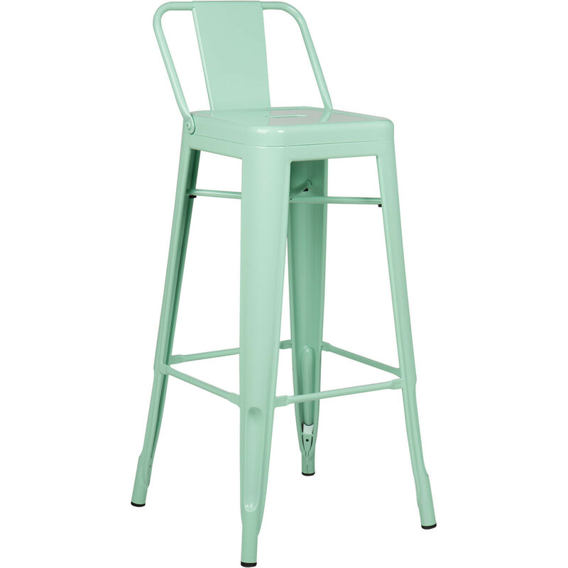 

Taburete Alto con respaldo en Acero (76 cm) LIX Comedor Cocina Bar Estilo Industrial - Verde Menta Brillante - Sklum