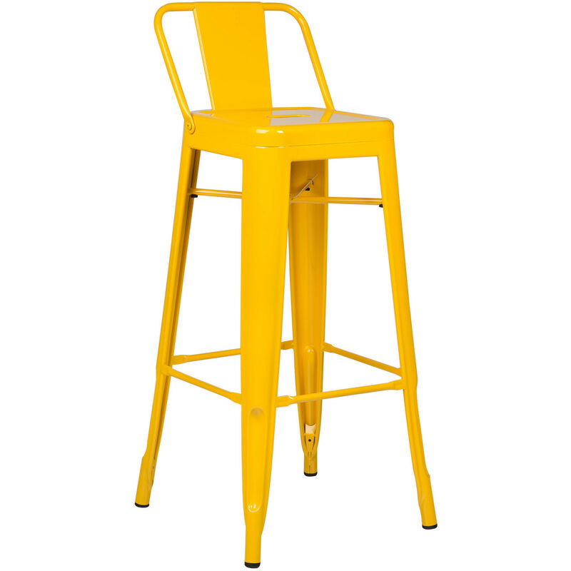 

Taburete Alto con respaldo en Acero (76 cm) LIX Comedor Cocina Bar Estilo Industrial - Amarillo Fresia Brillante - Sklum