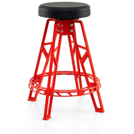 Taburete alto de mecánico 59 x 715 cm cómodo asiento acolchado 360° estilo moderno aluminio rojo 200014175