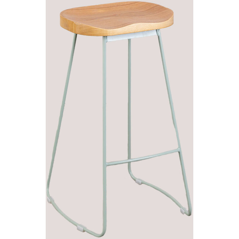 

Taburete Alto en Acero y Madera de Olmo Neicol SKLUM - Mousse Celadón ↑75 cm