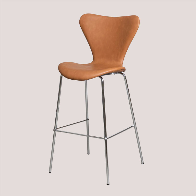 

Taburete Alto en Polipiel Uit SKLUM - ↑76 cm Gris Cromado Camel
