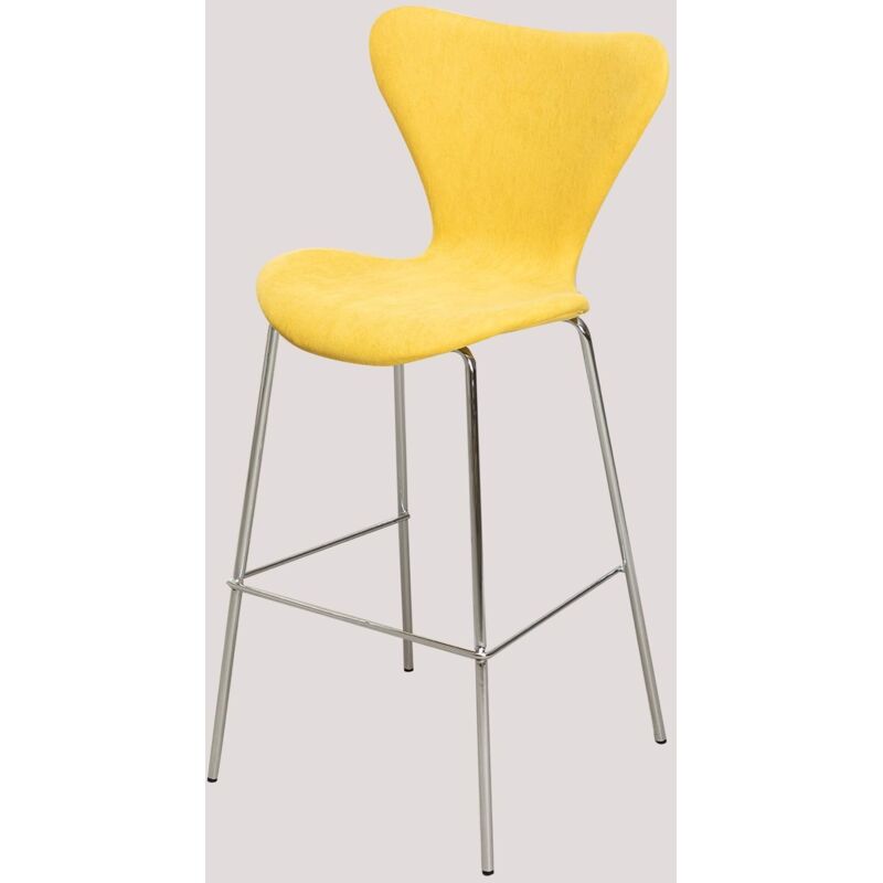

Taburete Alto en Tela Uit Amarillo Fresia ↑76 cm Gris Cromado - Sklum