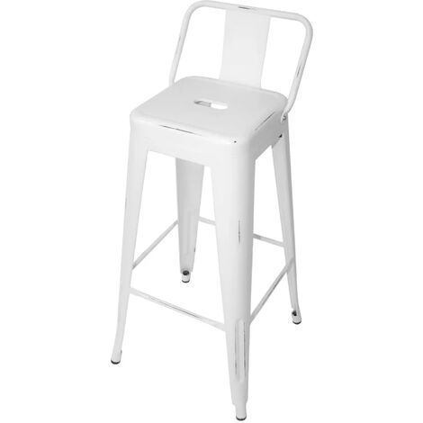 TABURETE ALTO JOSEPHINE BLANCO ENVEJECIDO